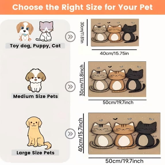 Diatom Mud Pet Mat Absorbent Feeding Mat Non Slip Waterproof Dog Food Mat Quick Dry Cute Patterned Puppy Kitten Bowl Placemat Tray Size L