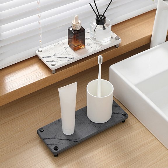 Diatom Mud Storage Rack, Kitchen Sink, Absorbent Pad, Quick Drying Pad Marble Deep Grey YIWEI