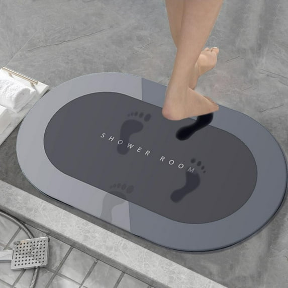 Diatomaceous Bath Rug Super Absorbent Quick Dry Rubber Backing Non Slip Washable Bathroom Floor Mats 16X24 In