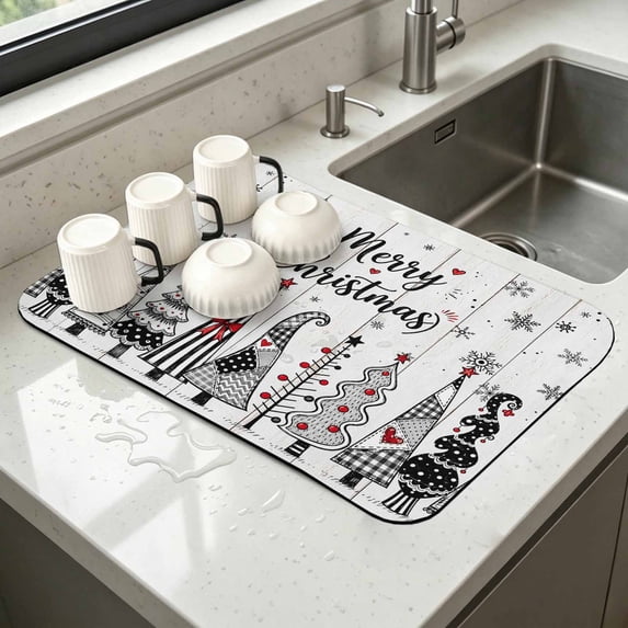 Diatomaceous Dish Drying Mat for Kitchen Counter,Abstract Christmas ...