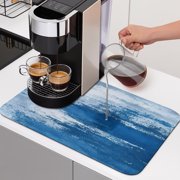 Diatomaceous Dish Drying Mat for Kitchen Counter,Modern Omber Blue Art Oil Panting Absorbent Dishes Drainer Pad Coffee Mats Bar Accessories Summer Cerulean Sky Dish Drying Pad,12x16in