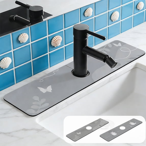 Diatomaceous Earth Absorbent Mat for Kitchen Sink Faucet Splash Guard Draining Pad