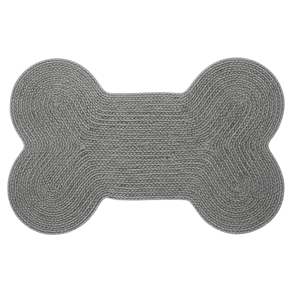 Diatomaceous Earth Absorbent Pad, Gray Bone Shaped Dog Food Mat with 'Woof' Pattern, Fast Drying, Hygienic & Easy Clean, Indoor Outdoor Pet Food Mat for Cats & Dogs