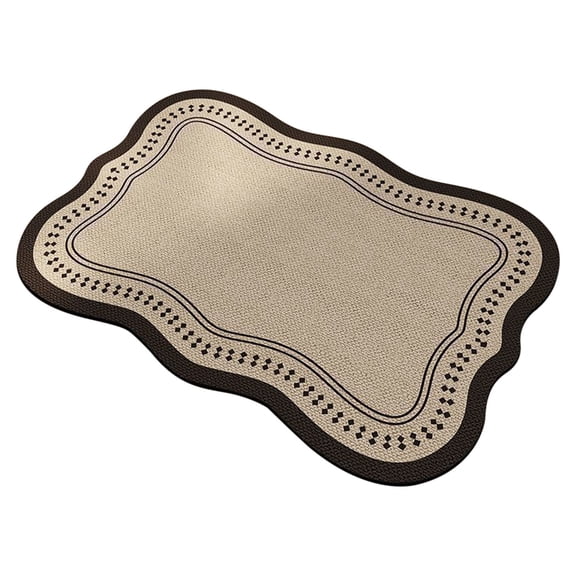 Diatomaceous Earth Bath Mat, 15.7 x 23.6 Inch Wavy Edge Water Absorbing Floor Mat, Beige