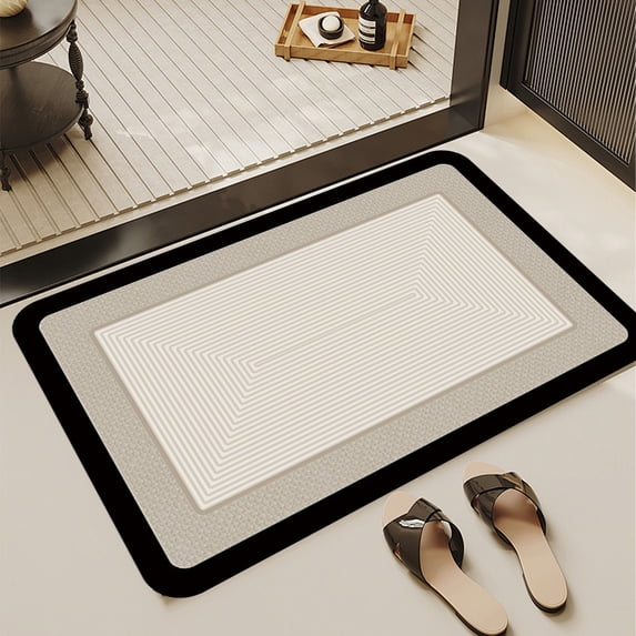 Diatomaceous Earth Bath Mat, 16x24in Super Absorbent Quick Dry Floor Rug, Non-Slip Rubber Backed Washable Bathroom Mat for Shower