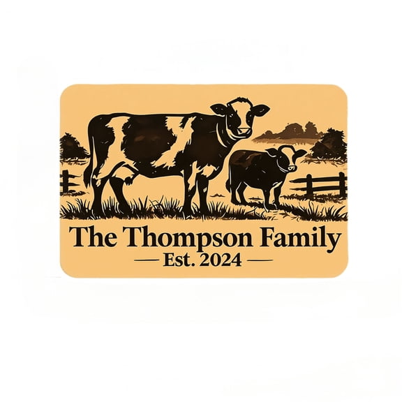 Diatomaceous Earth Bath Mat 36 x 24 Inch, Custom Family Name Farm Cow Stone Bath Rug
