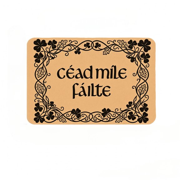 Diatomaceous Earth Bath Mat 36x24 inches, Cad Mle Filte Irish Shamrock Welcome Mat, Celtic Decor Bath Mat