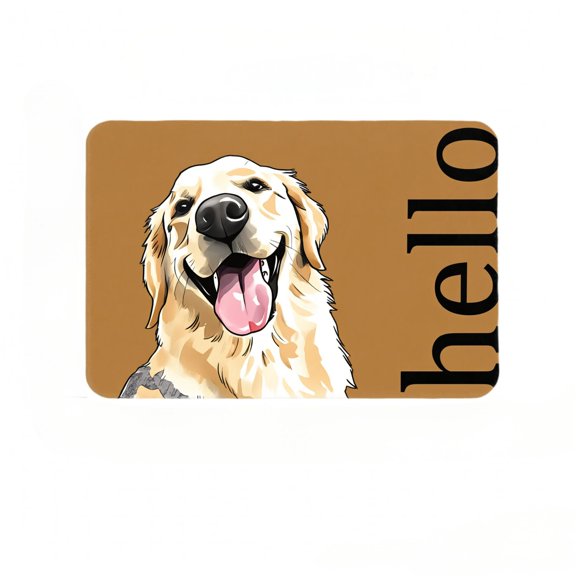Diatomaceous Earth Bath Mat 36x24 inches, Smiling Golden Retriever Hello Bath Mat, Dog Lover Home Decor