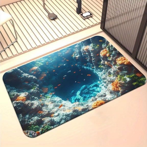 Diatomaceous Earth Bath Mat 3D Stereoscopic Design Highly Absorbent Anti Slip Floor Mat for Bathroom Kitchen Laundry Room