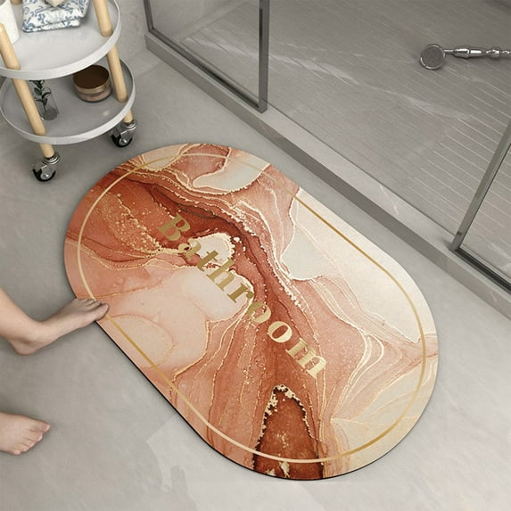 Diatomaceous Earth Bath Mat, Absorbent Quick Dry Non-Slip Floor Mat for Bathroom, Shower, Toilet, Entry Door, Indoor and Outdoor Use, Washable Waterproof