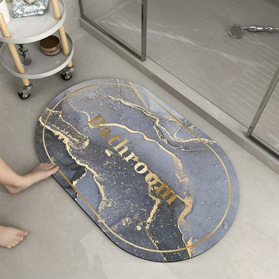 Diatomaceous Earth Bath Mat, Absorbent Quick Dry Non-Slip Floor Mat for Bathroom, Shower, Toilet, Entry Door, Indoor and Outdoor Use, Washable Waterproof