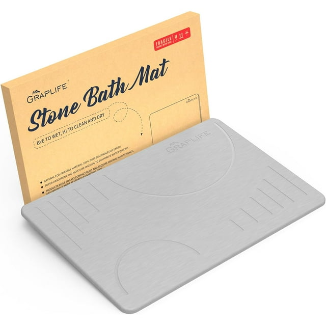 Diatomaceous Earth Bath Mat with Anti Slip Pad, 23.62 x 15.35 inch