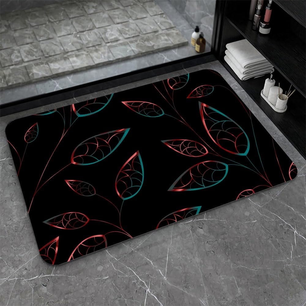 Diatomaceous Earth Bath Mat,Artistic Flower Soft Wrinkle Free Bathroom Floor Rugs Non-Slip Volume Super Absorbent Fast Drying for Bathroom Kitchen Door mat,Eco-Friendly Easy to Clean（50cmx80cm）