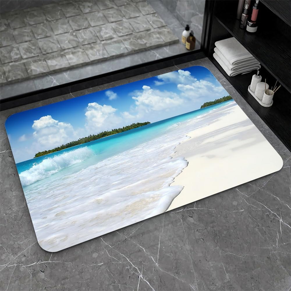 Diatomaceous Earth Bath Mat,Beach Soft Wrinkle Free Bathroom Floor Rugs Non-Slip Volume Super Absorbent Fast Drying for Bathroom Kitchen Door mat,Eco-Friendly Easy to Clean（43cmx70cm）