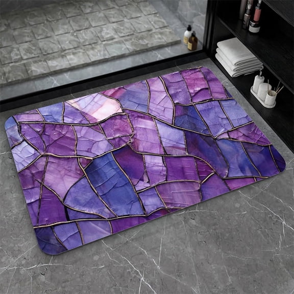 Diatomaceous Earth Bath Mat,Colorful Glass Mosaic Non-Slip Volume Super Absorbent Fast Drying Eco-Friendly Easy to Clean for Bathroom Kitchen Door mat 17×27.5Inch (43 * 70cm)