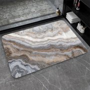 Diatomaceous Earth Bath Mat,Gray Gold Agate Marble Non-Slip Volume Super Absorbent Fast Drying Eco-Friendly Easy to Clean for Bathroom Kitchen Door mat 16 24Inch 40 * 60cm