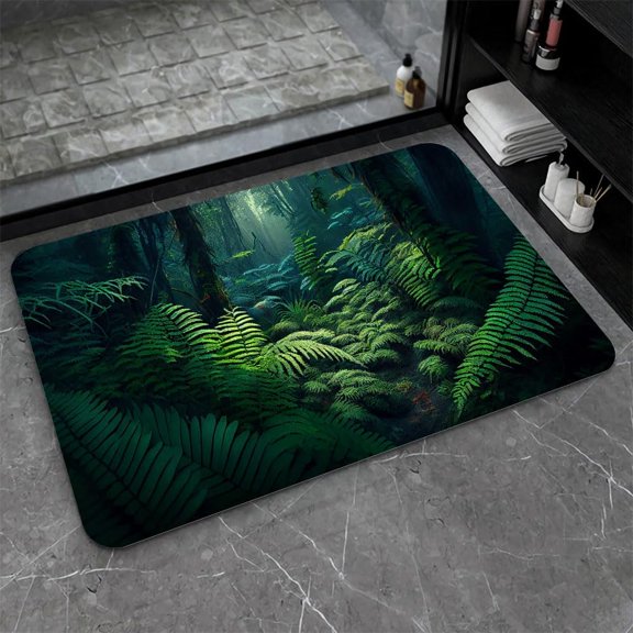Diatomaceous Earth Bath Mat,Mysterious Tropical Rainforest- Non-Slip Volume Super Absorbent Fast Drying Eco-Friendly Easy to Clean for Bathroom Kitchen Door mat 20×31Inch (50 * 80cm)