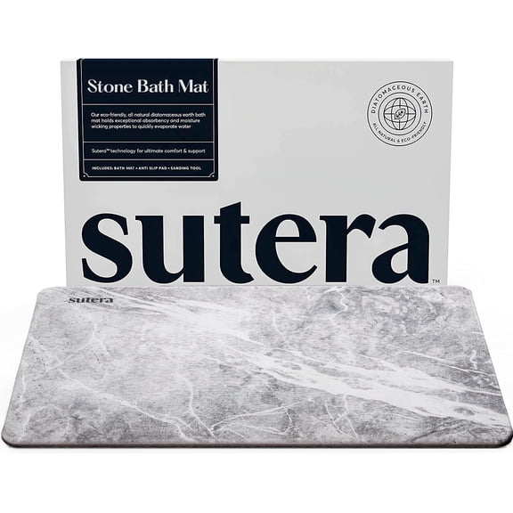 Diatomaceous Earth Bath Mat Non-Slip Super Absorbent Quick Drying Bathroom Floor Mat 23.5 x 15 Inches Granite