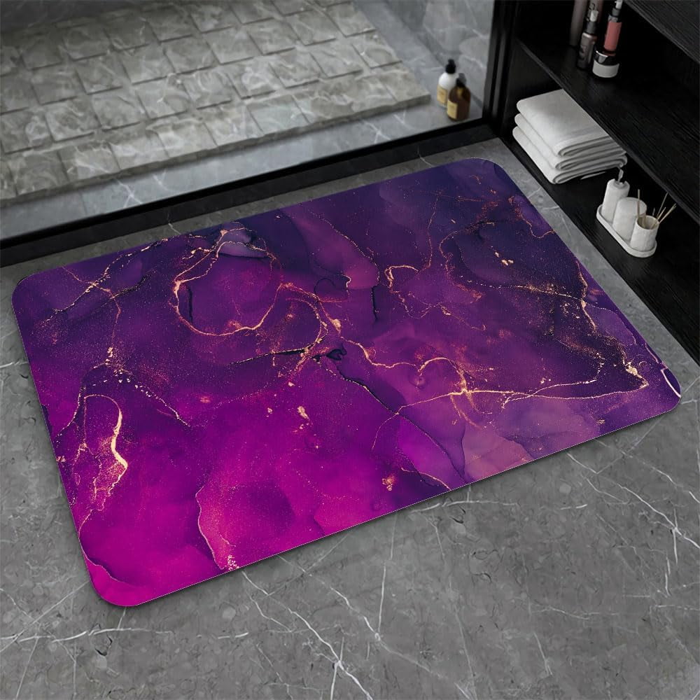 Lavender Watercolor Bath Mat – Diatomaceous Earth Non-Slip Rug For Bathroom, Kitchen, Entryway