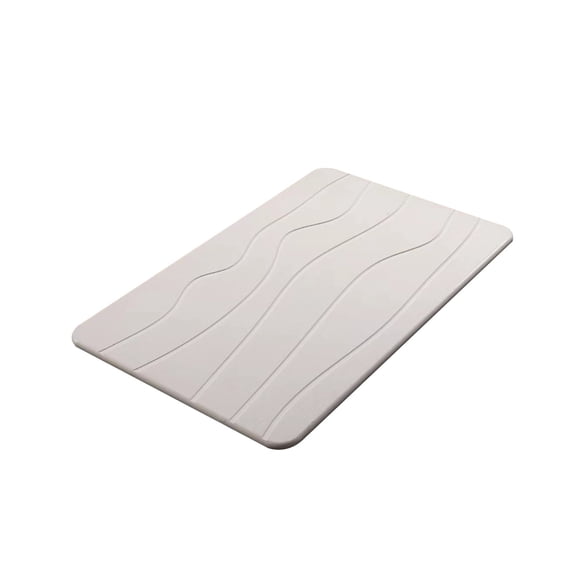 Diatomaceous Earth Bath Mat Quick Dry Absorbent Stone Mat Slip-Resistant White 23.6x15.7 In