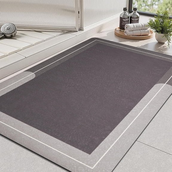 Diatomaceous Earth Bath Mat Super Absorbent Quick Dry Diatomite Stone Bath Mat Non Slip Shower Mat Thin Bathroom Mat Fit Under Door, Bathroom Floor Mat for in Front of Bathtub Showe,15.7"x23.6",Brown