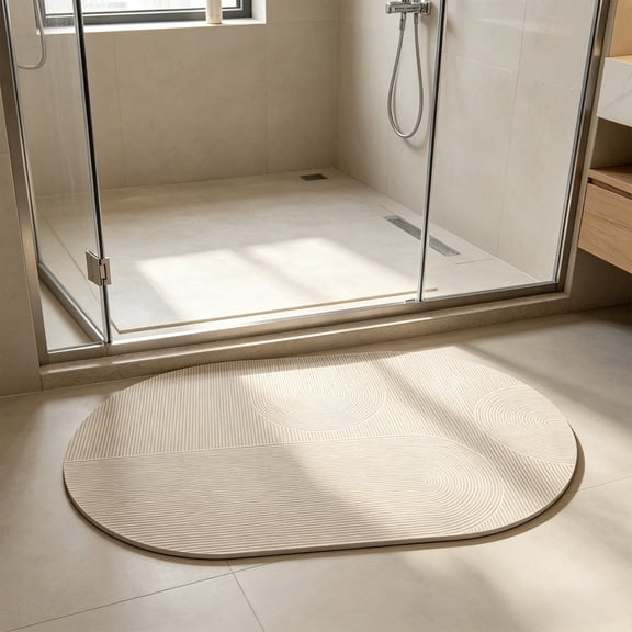 Diatomaceous Earth Bath Mat Super Absorbent Quick Drying Shower Mat Non Slip - Silica Mud Stone Oval Rug for Bathroom Kitchen Laundry Room Entryway 40x60cm