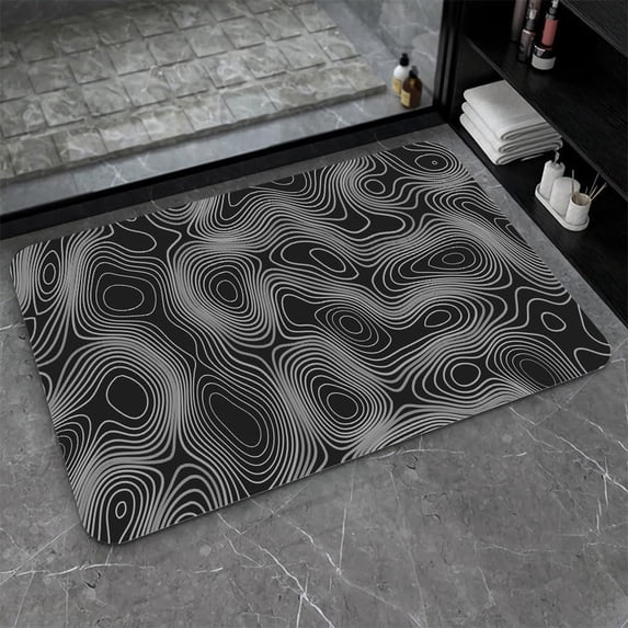 Diatomaceous Earth Bath Mat,Topographic Soft Wrinkle Free Bathroom Floor Rugs Non-Slip Volume Super Absorbent Fast Drying for Bathroom Kitchen Door mat(Square 50×80cm)