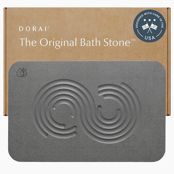Diatomaceous Earth Bath Mat with Non-Slip Base Fast-Drying Shower Mat Zen Slate 23.6 x 15.4 Inches