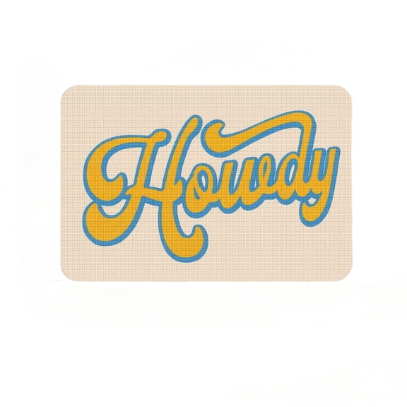 Diatomaceous Earth Entryway Door Mat 36 x 24 Inch, Retro Script Howdy Text Print Quick Dry Super Absorbent NonSlip Rubber Backing LowProfile Indoor Floor Mat for Home Entrance