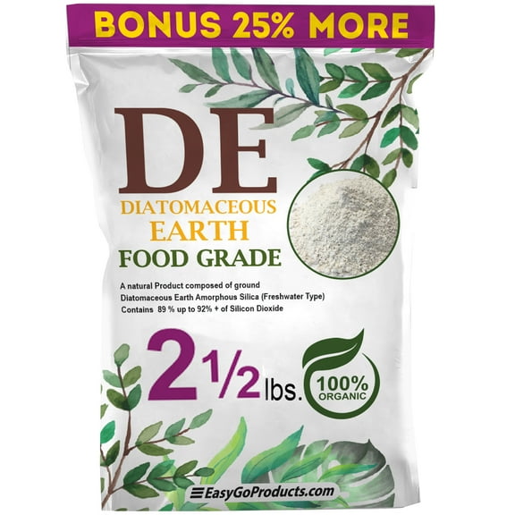 Diatomaceous Earth Food Grade  100% Natural Organic  Safe For Humans and Pets  Fresh Water Powder  Sealed Bag 2 Lbs