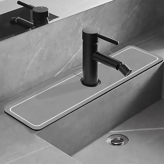 Diatomaceous Earth Kitchen Sink Absorbent Mat | Faucet Splatter Guard for Countertop | Quick-Dry Draining Pad for Bathroom Counter | Non-Slip Water Absorbing Mat