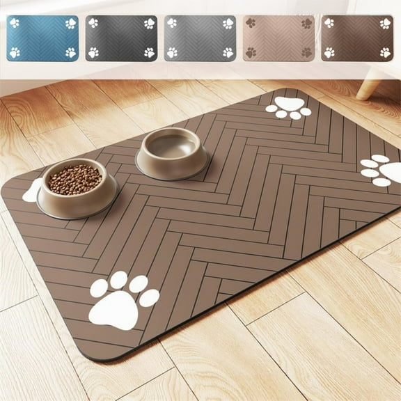Diatomaceous Earth Pet Feeding Mat, Splash Proof Floor Mat, Dirt Resistant and Easy to Maintain, for Pet Bowls, Kitchen Floors, Entrance Doors, Beige, 1 Pc