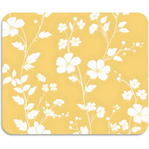 Diatomaceous Earth Stone Dish Drying Mat for Kitchen Counter,Seasonal Ultra Absorbent Home Dish Drainer Mats-Leaves Flower Flat Yellow Pattern,19.5inch x 12inch