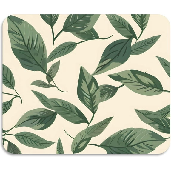 Diatomaceous Earth Stone Dish Drying Mat for Kitchen Counter,Seasonal Ultra Absorbent Home Dish Drainer Mats-Green Leaves with Beige,18inch x 16inch