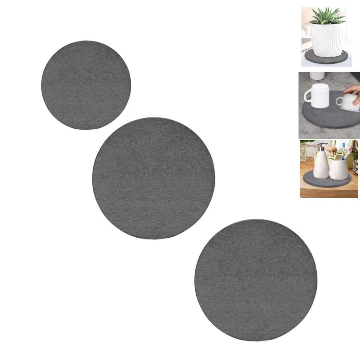 2-Pack Diatomaceous Earth Plant Saucers - 8 Inch Instant Dry Pot Drip Trays For Indoor Plants (Grey)