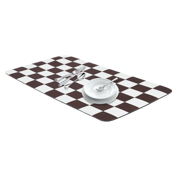 Diatomaceous Stone Dish Drying Mat, Checkered Quick Dry Dish Drying Mats for Kitchen Counter, Dishes, Cups, and Utensils Caramel 19.7*11.8 inch