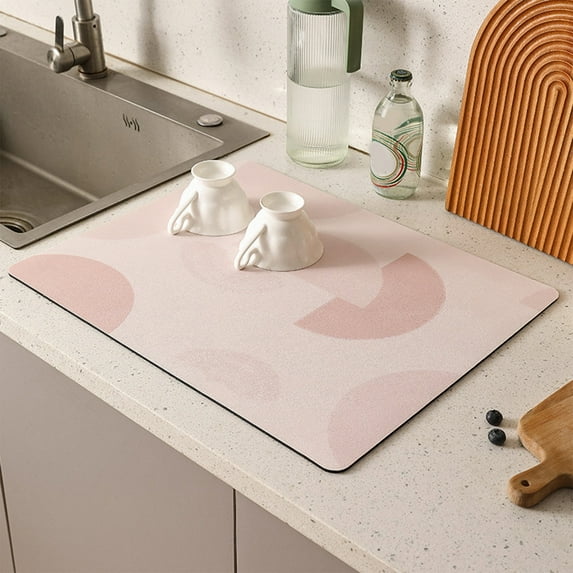 Vikakiooze Diatomite Absorbent Mat Bathroom Countertop Drainage Mat Bathroom Vanity Cup Tray Kitchen Sink Placemat Easy To Clean 15.7x11.8 Inches