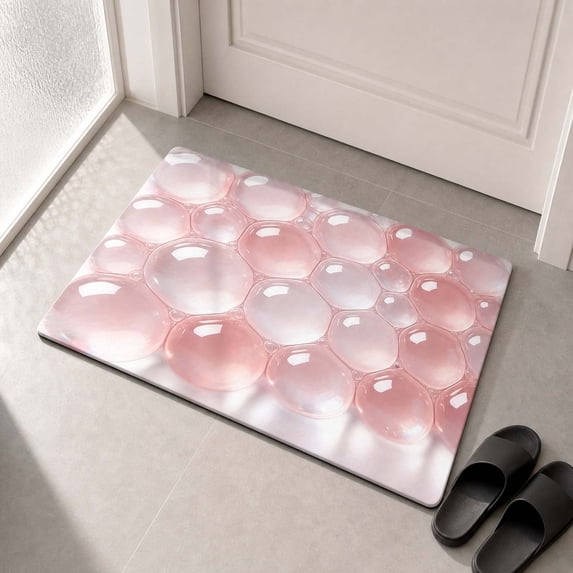 Diatomite Bath Mat Super Absorbent Non Slip Soft Dry Floor Rug for Bathroom,Pink
