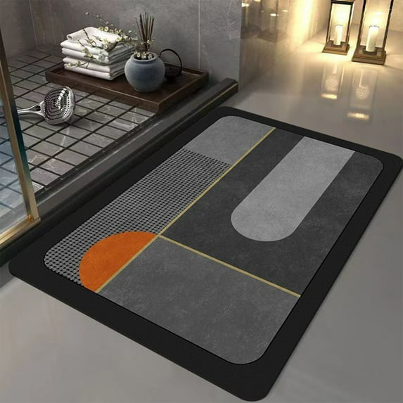 Diatomite Bath Mat | Super Absorbent Quick-Dry Bathroom Floor Mat | Non-Slip Rubber Backing | 40X60Cm Modern Bath Rug for Shower, Sink & Toilet Areas