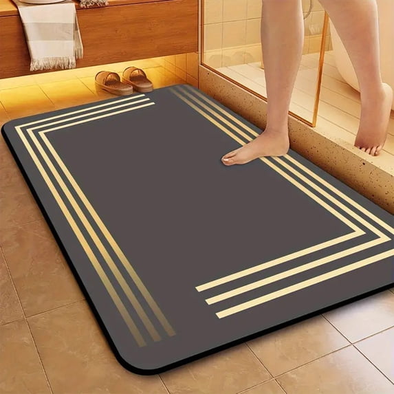 Diatomite Bath Mat Super Absorbent Quick Dry Non Slip Waterproof Bathroom Rug Floor Mat for Bathroom Shower Bathtub Vanity Kitchen Laundry Room Anti Fatigue Comfort
