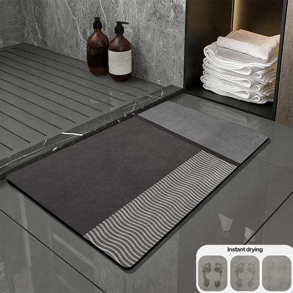 Diatomite Bath Mat Super Absorbent Quick Drying Floor Mat,Soft Polyester Bathroom Rug for Shower Tub Entryway,Non Slip Water Absorbing Pad for Modern Household Essentials and Space Decor