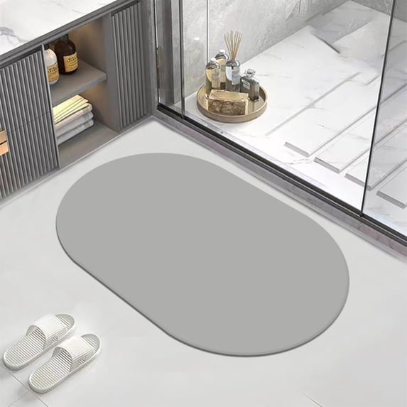 Diatomite Bathroom Floor Mat | Super Absorbent & Quick Drying | Non-Slip Rubber Back | Modern Style | 40x60cm (16x24in) | 1-Pack