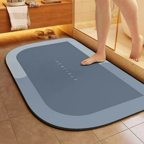 Diatomite Bathroom Floor Mat | Super Absorbent & Quick Drying | Non-Slip Rubber Back | Modern Style | 40x60cm (16x24in) | 1-Pack