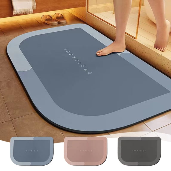 Diatomite Bathroom Mat Water Absorbent Floor Mat - Quick Drying Non Slip Bath Mat for Shower Sink Toilet - Soft Absorbent Rug for Doorway Kitchen Laundry Room - Machine Washable Fatigue Mat 16X23.62
