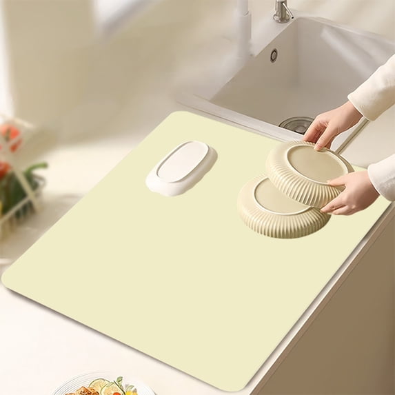 Diatomite Drying Mat, Quick-Dry Kitchen Mat for Dishes, Multipurpose Absorbent Pad for Countertop, Sink, and Drawer Liner, Flexible and Easy to Clean