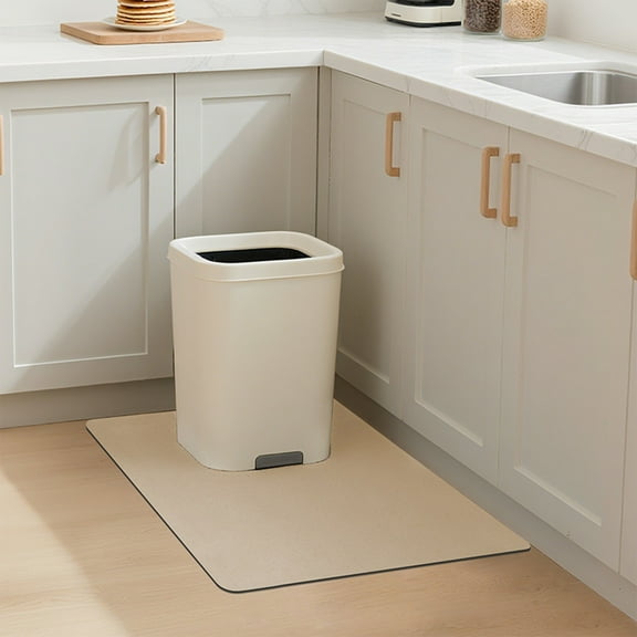 Diatomite Floor Mat Absorbent Non-Slip Kitchen Trash Can Mat Quick Drying Easy Clean Household Utility Mat(Beige)