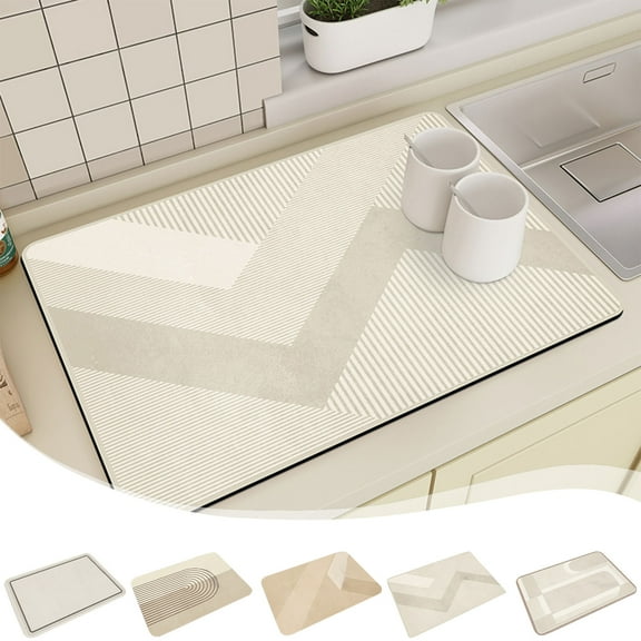 Diatomite Mat under $5! kkbbma Diatomite Kitchen Counter Mat, Water Absorbent Drying Mat, Heat Resistant Non-Slip Pad, Quick Dry Dish Draining Mat