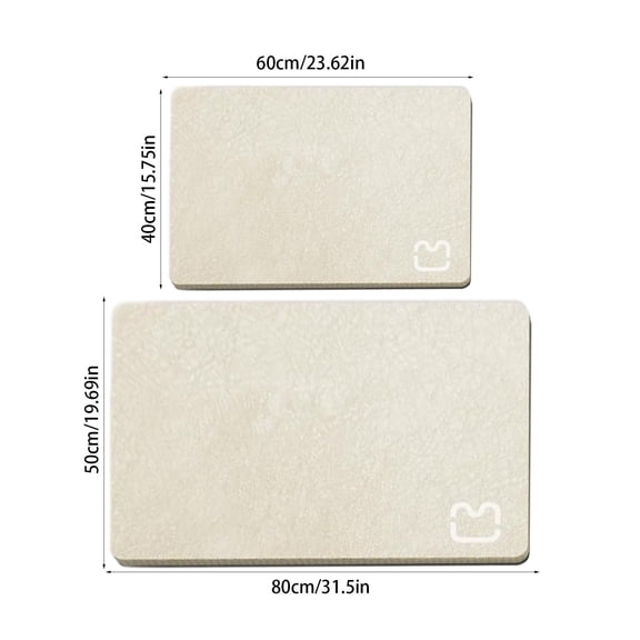 Diatomite Mud Bath Mat Set | 2-Piece Absorbent Floor Mats | Non-Slip Backing | Quick-Dry Bathroom Rugs for Shower & Bathtub | 40x60cm or 50x80cm Size Options