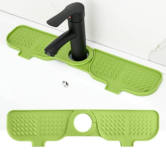 Diatomite Sink Mat for Kitchen and Bathroom Faucets - Quick Drying Non-Slip Drainage Tray with Splash Guard (42x10cm)