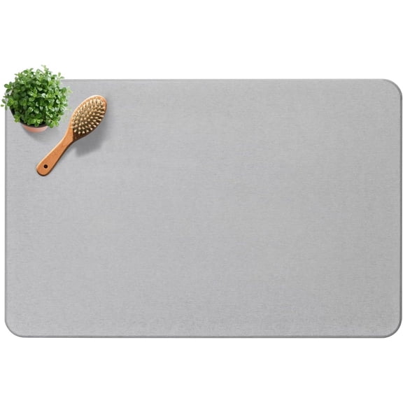 Diatomite Stone Bath Mat,  Non-Slip  Diatomaceous Earth Bathtub Quick Drying Mats for Bathroom Floor (23.6" x 15.4" Light Gray)